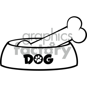 300x300 Royalty Free Rf Clipart Illustration Black And White Dog Bowl - Dog Bowl Drawing