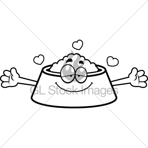 500x500 Cartoon Dog Bowl Hug Gl Stock Images - Dog Bowl Drawing
