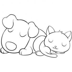 302x302 How To Draw A Cat And Dog, Step - Dog Cat Drawing