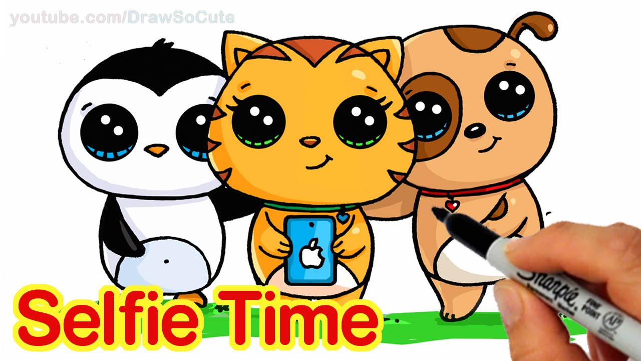 1280x720 selfie time! - Dog Cat Drawing