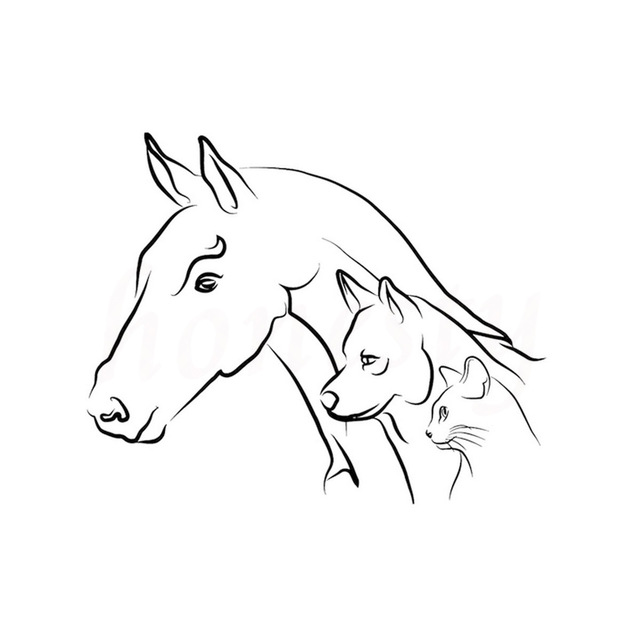 640x640 Animal Horse Dog Cat Car Sticker For Wall Home Glass Window Door - Dog Cat Drawing