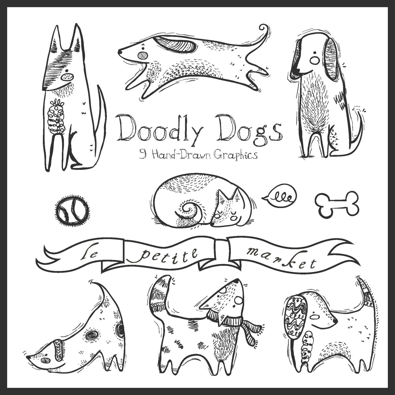 1500x1500 Cute Dogs To Draw Clipart - Dog Clipart Drawing