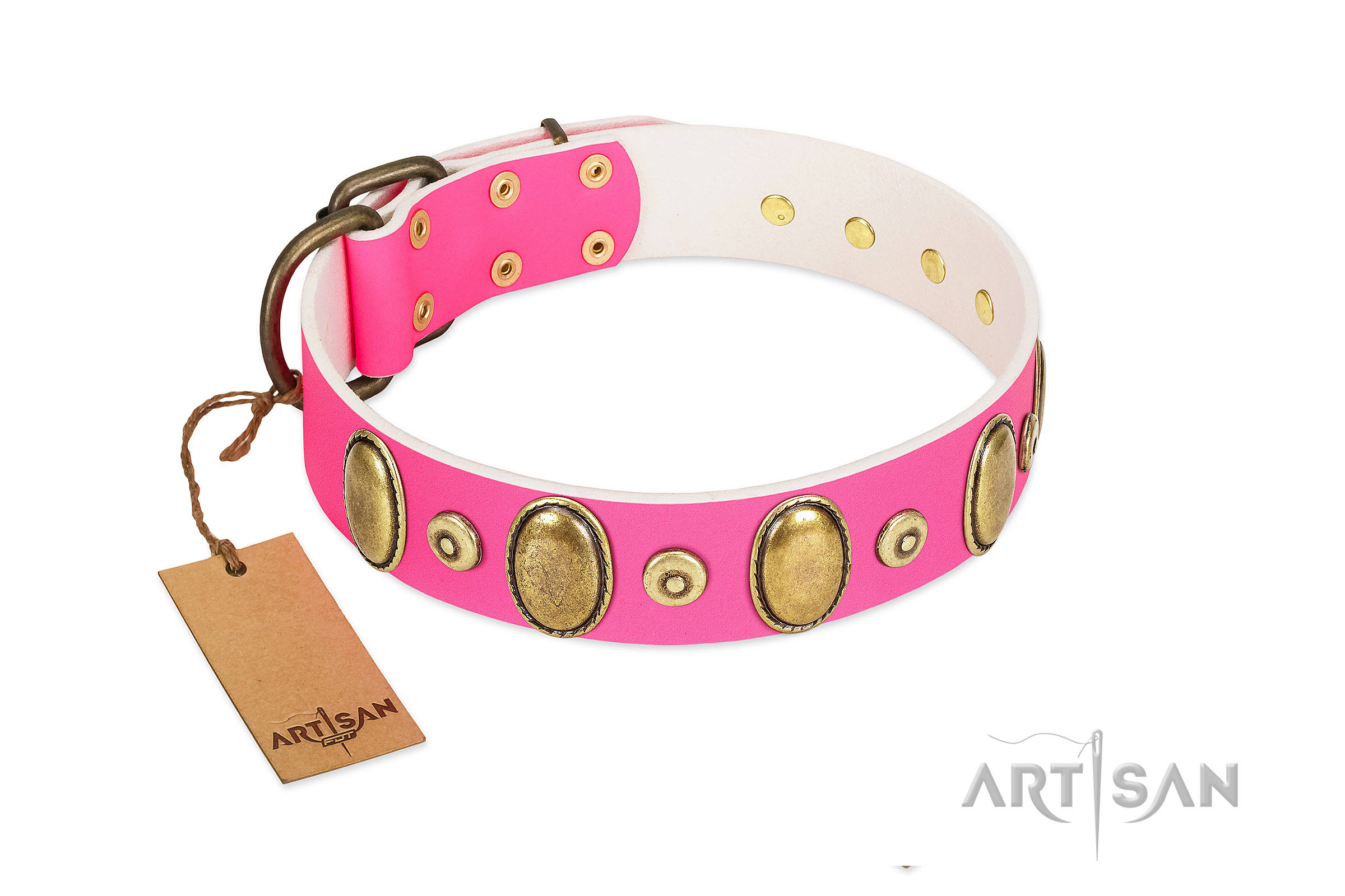 2400x1600 pink leather dog collar with ovals drawing power etsy - Dog Collar Drawing