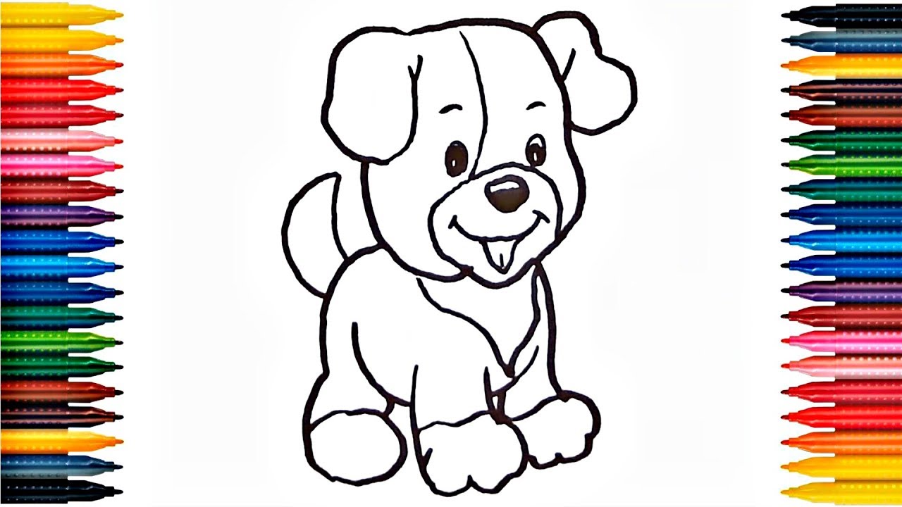 1280x720 How To Draw Puppy Drawing Cute Puppy Colors Picture Coloring Book - Dog Drawing Book
