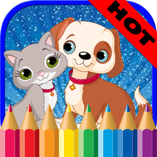 512x512 Cat And Dog Coloring Pages - Dog Drawing Games
