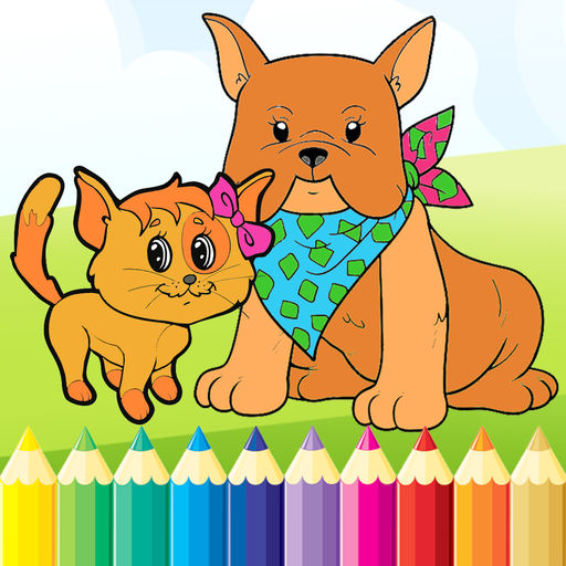 512x512 Dog Cat Coloring Book - Dog Drawing Games