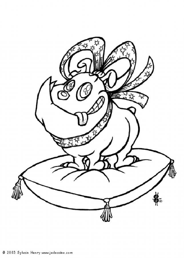 644x900 Beautiful Dog Present Coloring - Dog Drawing Games