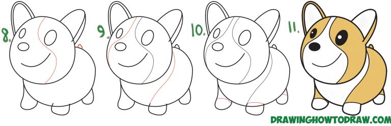 768x249 How To Draw A Easy Cute Dog Step - Dog Face Drawing Step By Step