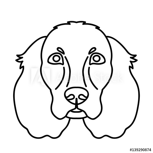 500x500 vector line art spaniel dog face portrait zoo icon domestic animal - Dog Face Line Drawing