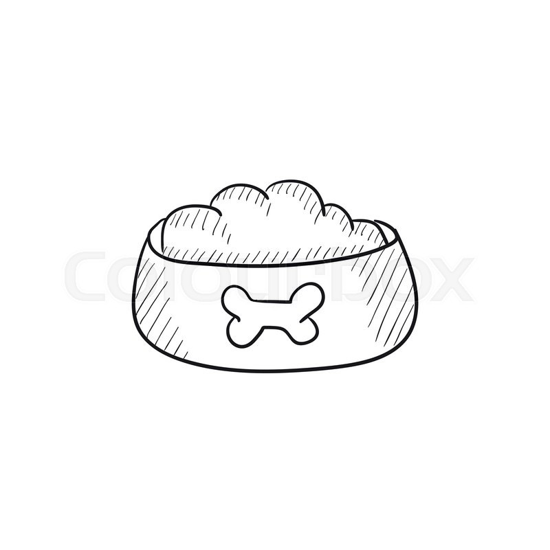 800x800 Dog Bowl With Food Vector Sketch Icon Stock Vector Colourbox - Dog Food Drawing