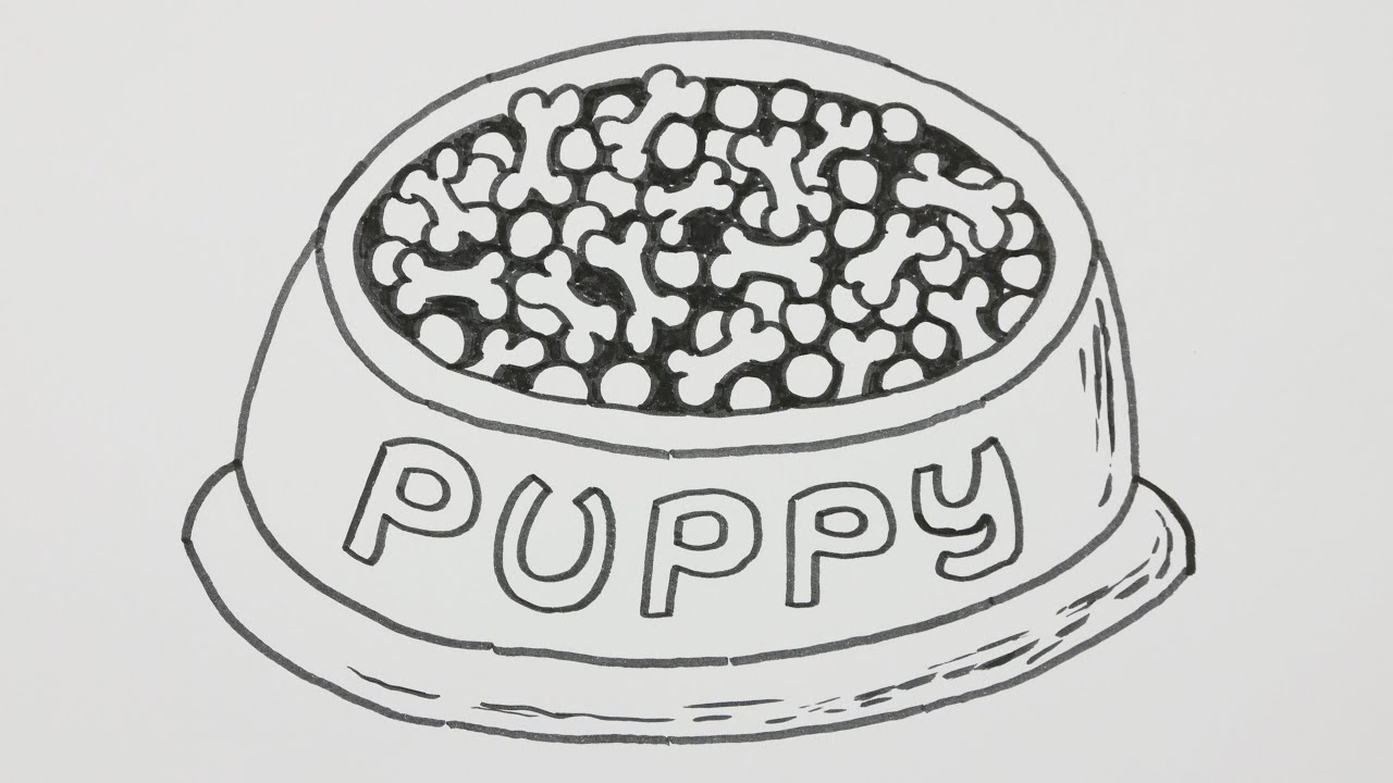 1280x720 how to draw a dog food bowl, dog feeding dish - Dog Food Drawing