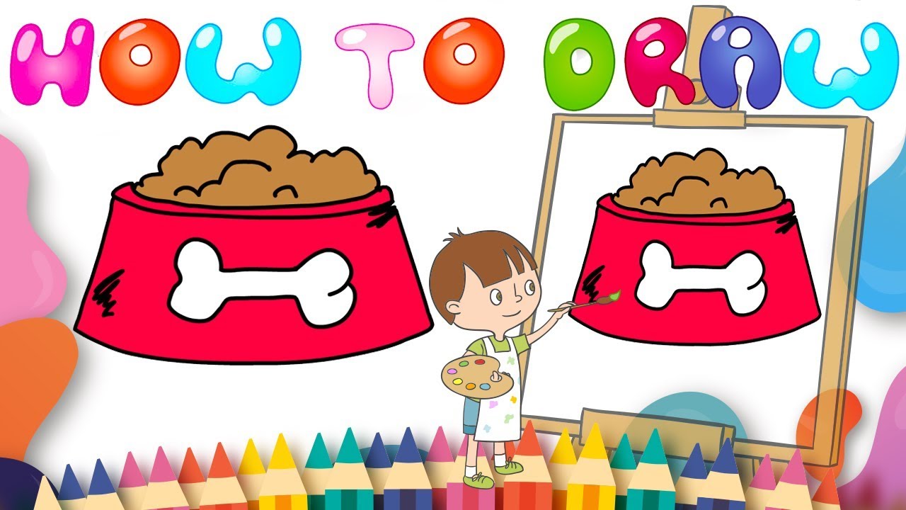 1280x720 how to draw dog food tray step - Dog Food Drawing