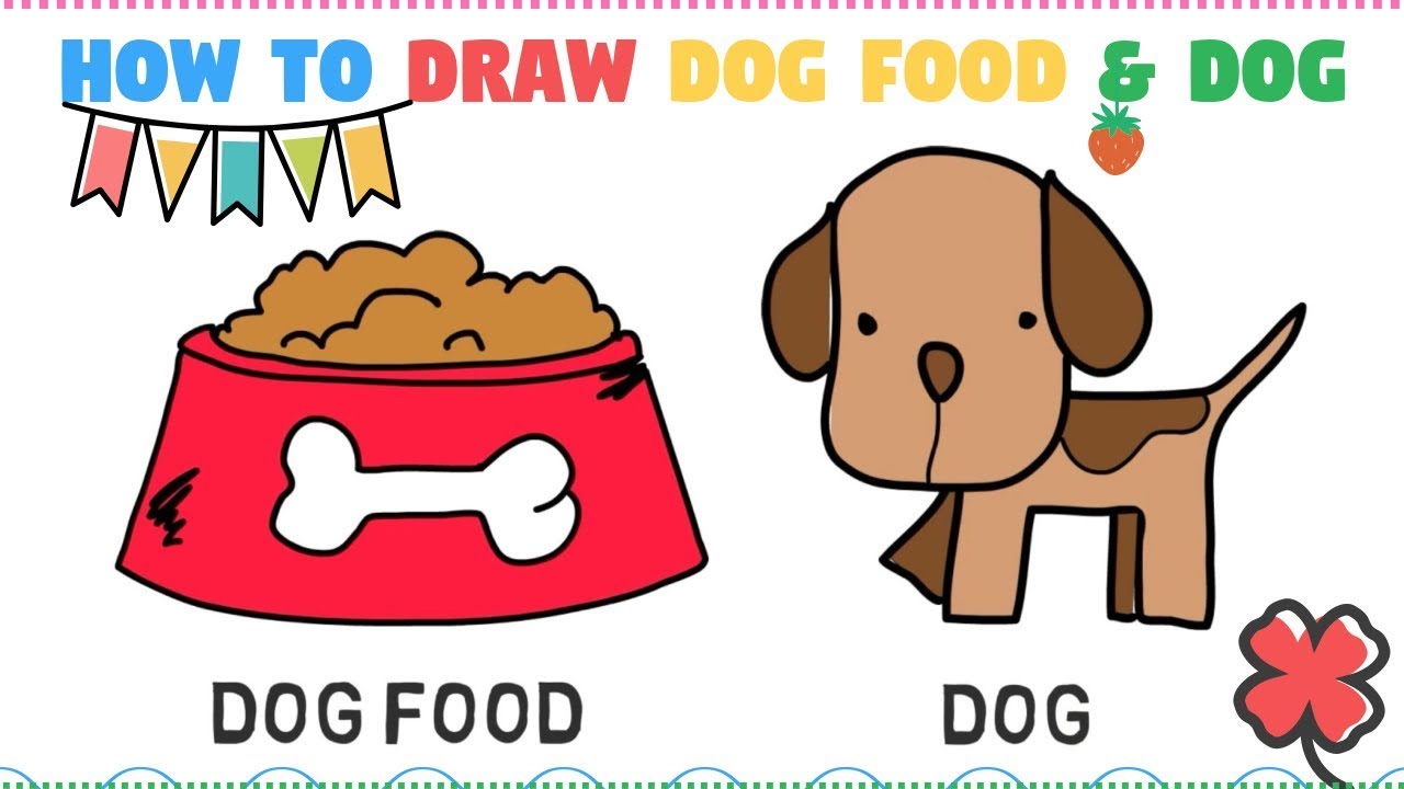 1280x720 Learn Dog And Dog Food Drawing And Coloring - Dog Food Drawing