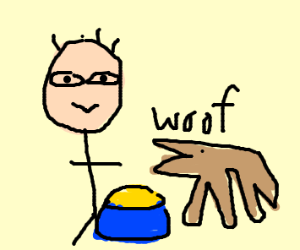 300x250 man feeding a dog, food drawing - Dog Food Drawing