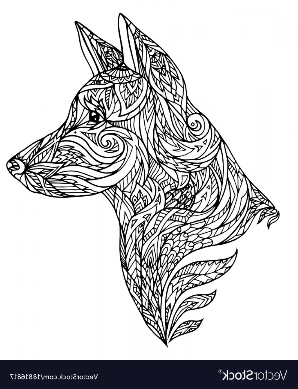 993x1296 doodle of a dog head with a tribal vector soidergi - Dog Head Drawing
