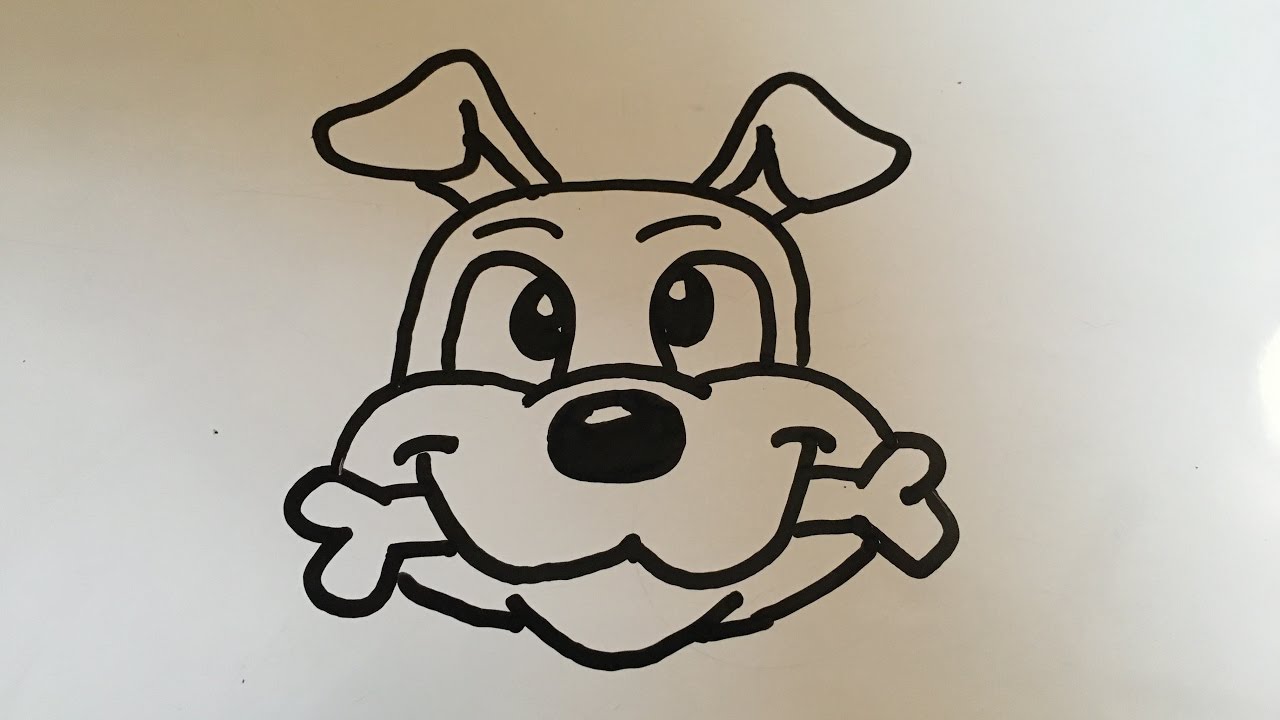 1280x720 how to draw a cartoon dog head - Dog Head Drawing
