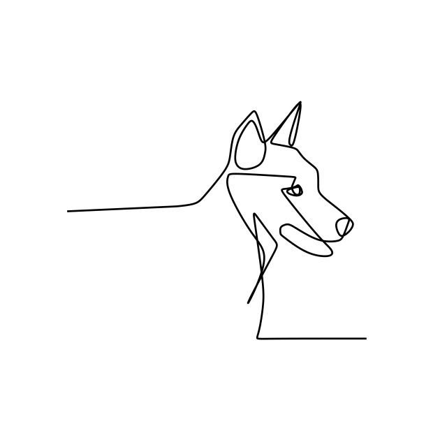 640x640 continuous line art drawing of dog head vector illustration - Dog Head Drawing