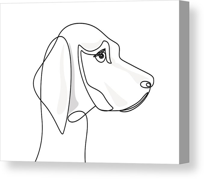 678x597 countinuous line drawing of a dog's head canvas print canvas art - Dog Head Drawing