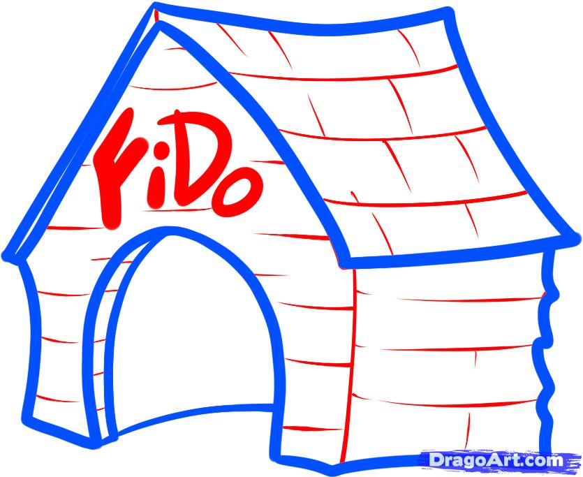 835x683 How To Draw A Dog House, Step - Dog House Drawing