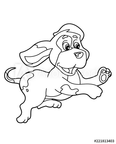 403x500 cartoon scene with a dog jumping and running - Dog Jumping Drawing