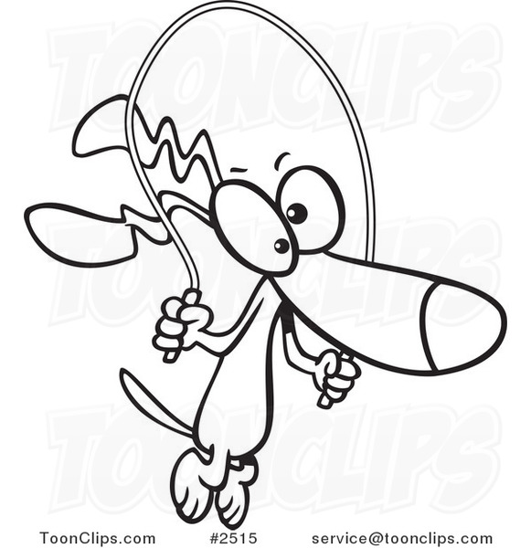 581x600 cartoon black and white line drawing of a dog jumping rope - Dog Jumping Drawing