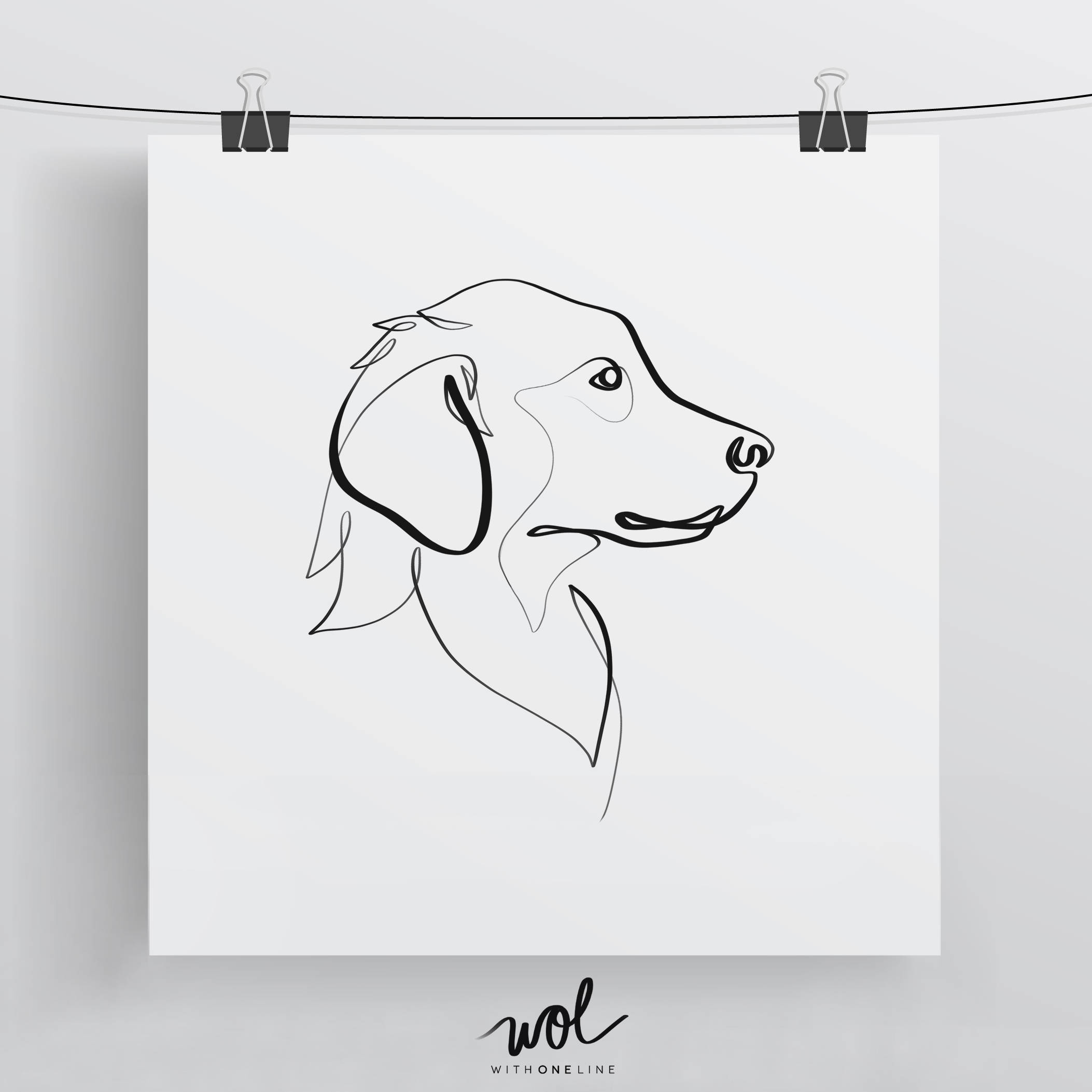 2106x2106 Golden Retriever Print Original One Line Art Minimal Dog Etsy - Dog Line Drawing