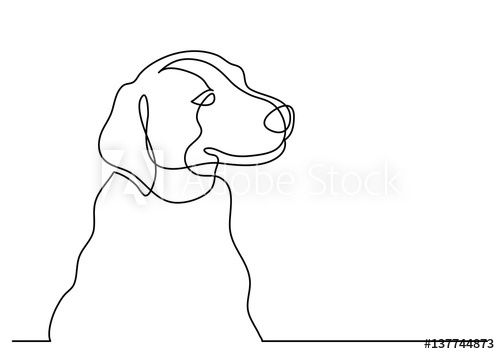 500x354 Continuous Line Drawing Of Happy Dog Portrait - Dog Line Drawing