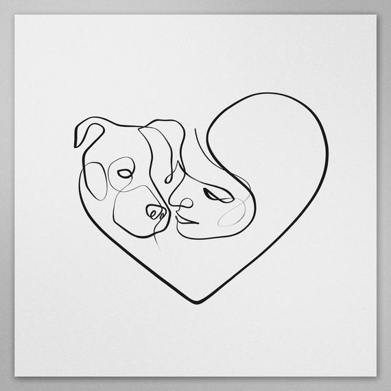 570x570 one line drawing minimal dog art line art dog gift etsy - Dog Line Drawing Art