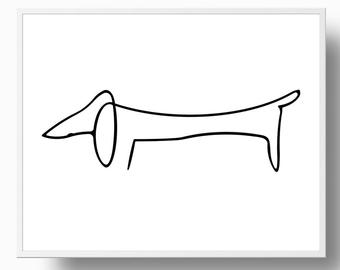 340x270 Picasso Dog Print Etsy - Dog Line Drawing Art