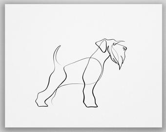 340x270 Abstract Dog Art Etsy - Dog Line Drawing Art