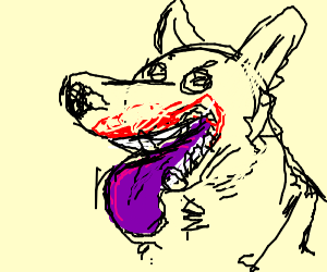 300x250 Purple Tongue Dog Has Blood On His Mouth Drawing - Dog Mouth Drawing