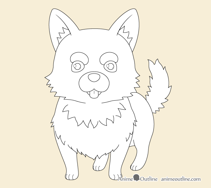 675x600 How To Draw A Cute Anime Dog In Steps - Dog Outline Drawing