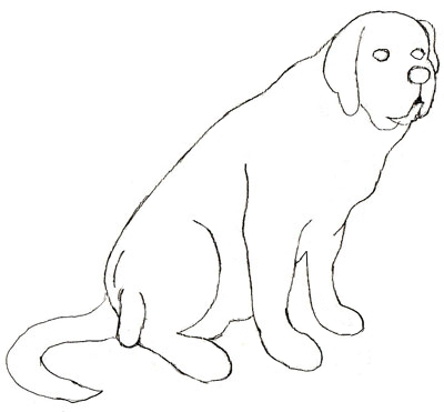 400x371 How To Draw A Dog - Dog Outline Drawing