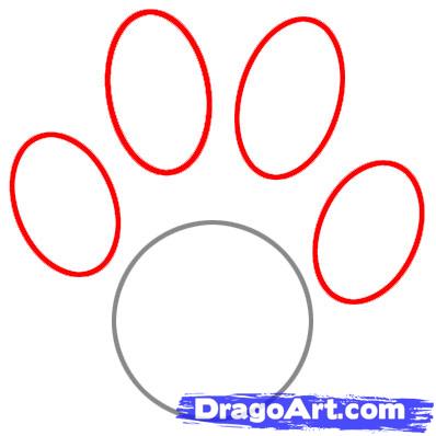 398x398 Draw A Paw Print, Step - Dog Paw Print Drawing