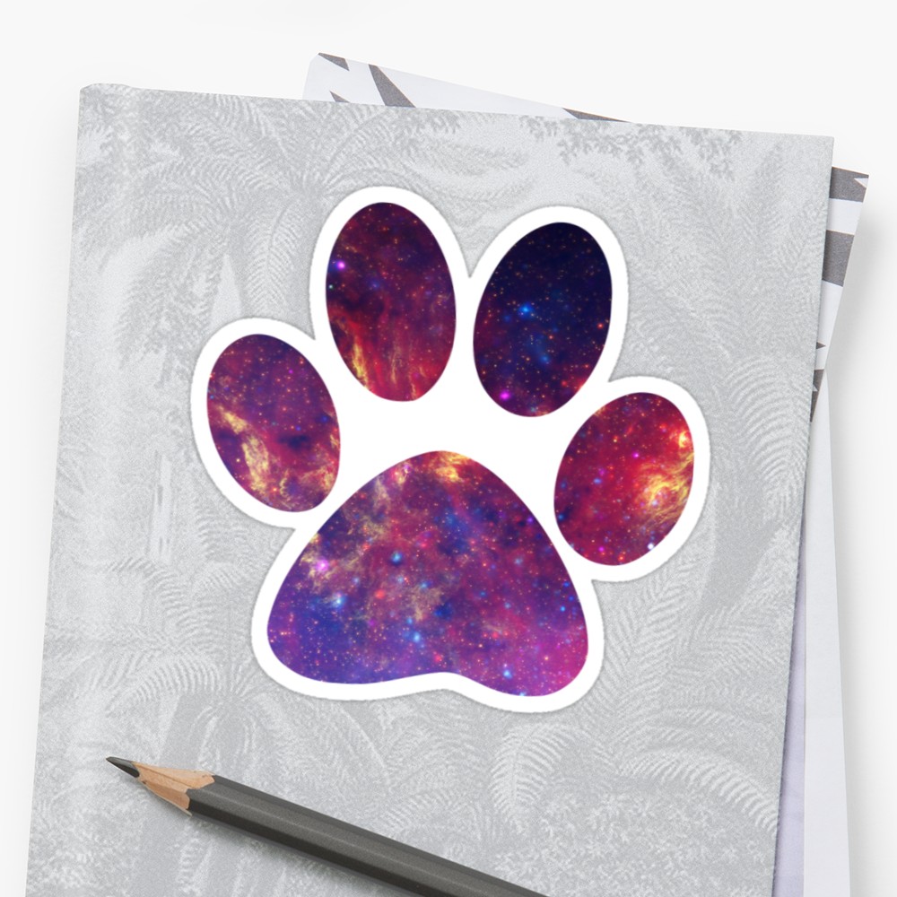 1000x1000 Galaxy Dog Paw Print Sticker - Dog Paw Print Drawing