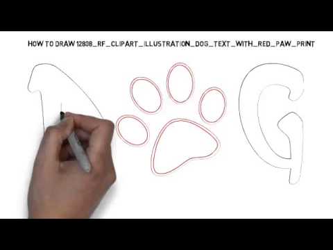 480x360 How To Draw Clipart Illustration Dog Text With Red Paw Print - Dog Paw Print Drawing