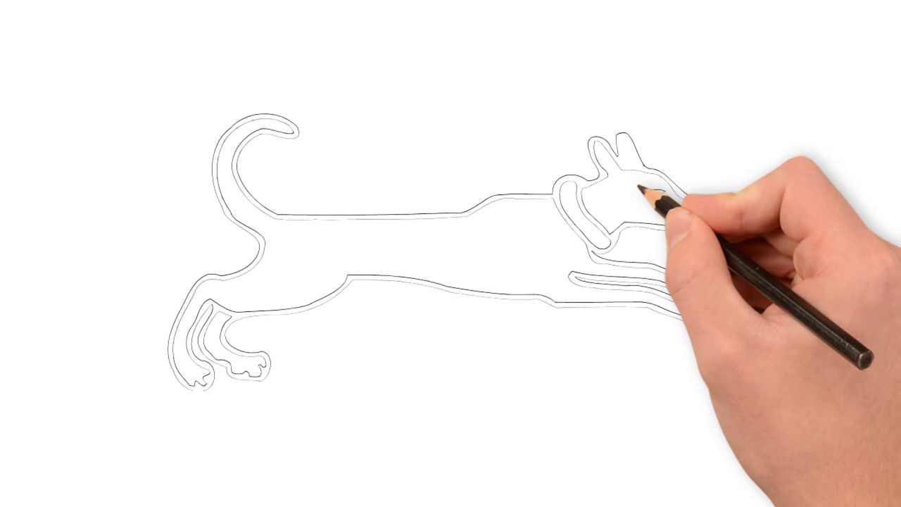 1280x720 Learning Drawing Dog For Kids Dog Running Drawing Using Pencil - Dog Running Drawing