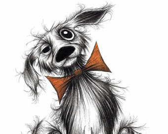 340x270 Items Similar To Skinny Dog Print Size Picture Extremely Hungry - Dog Sitting Down Drawing