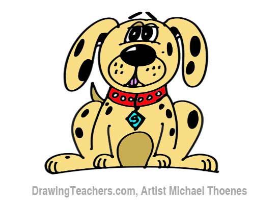 550x392 Learn How To Draw A Cartoon Dog Sitting Down This Cute Cartoon - Dog Sitting Down Drawing