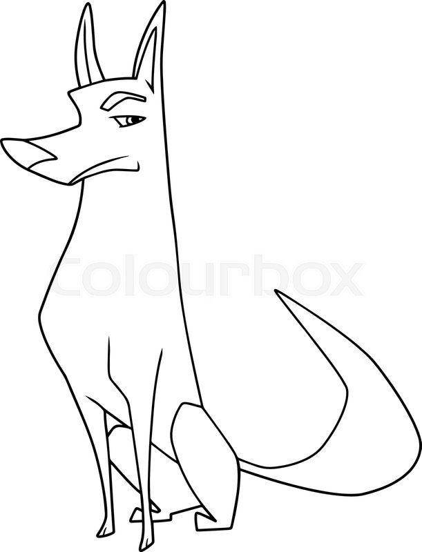611x800 Line Art Illustration Of An Stock Vector Colourbox - Dog Sitting Down Drawing