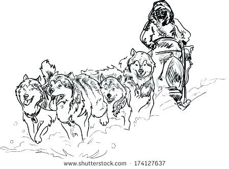 450x334 Dog Sled Coloring Pages This Team - Dog Sled Drawing