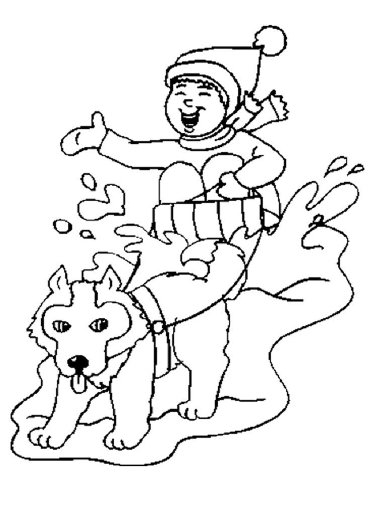 750x1038 Dog Sled Coloring Pages - Dog Sled Drawing