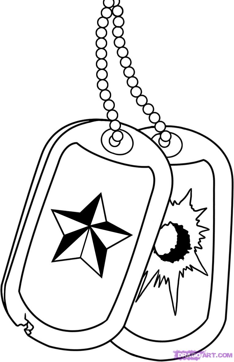 764x1181 How To Draw Military Dog Tags, Step - Dog Tag Drawing