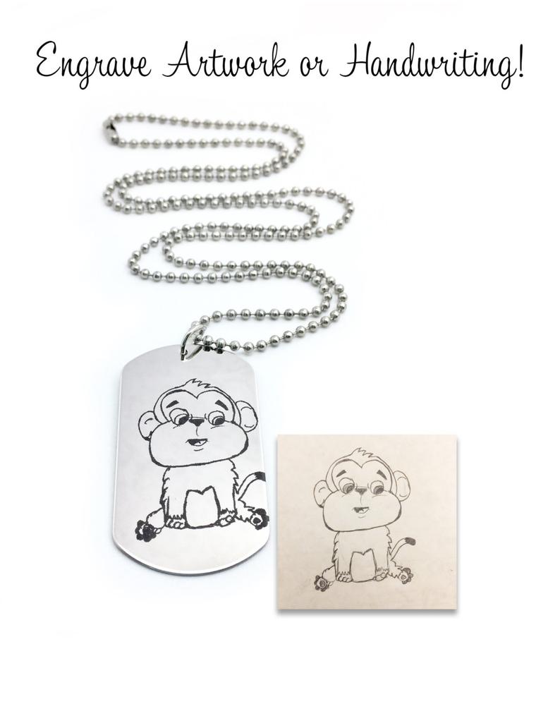 794x1032 personalized dog tag necklace kids artwork engraved actual etsy - Dog Tag Drawing