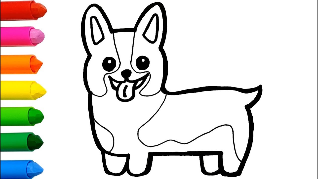 1280x720 cute dog corgi coloring and drawing learn colors for kids jolly - Dog Toy Drawing