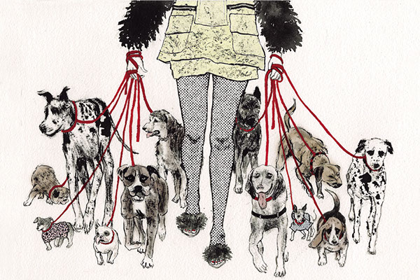 600x400 dog walker on behance - Dog Walking Drawing