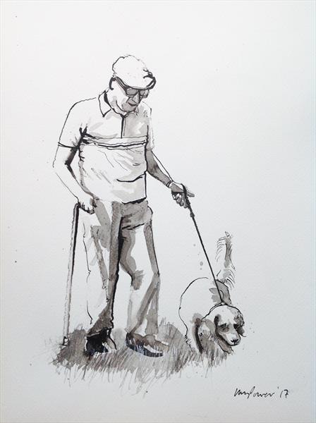 448x600 Dog Walking - Dog Walking Drawing