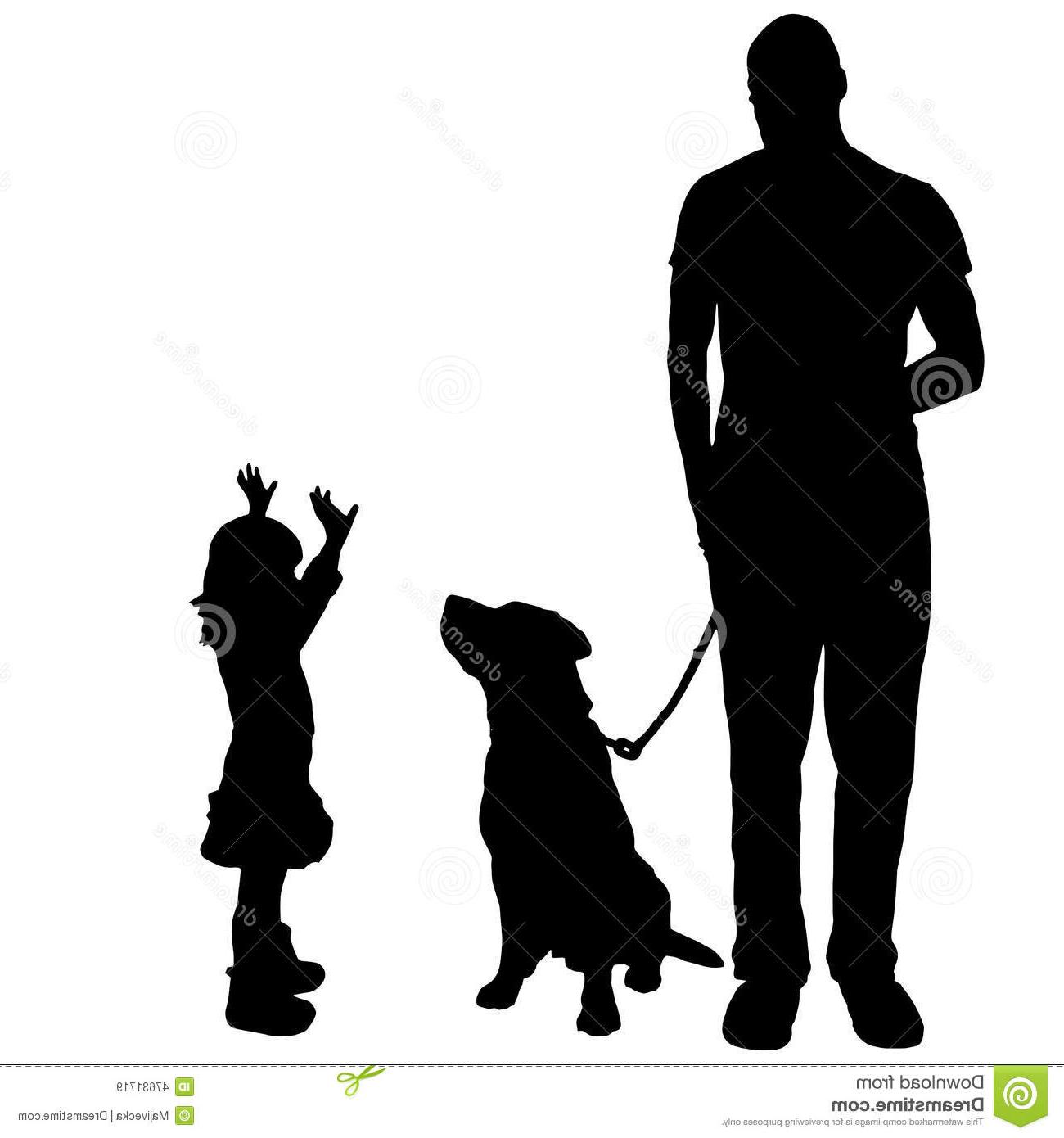 1300x1390 Top Vector Silhouette Family Dog Walk Drawing - Dog Walking Drawing