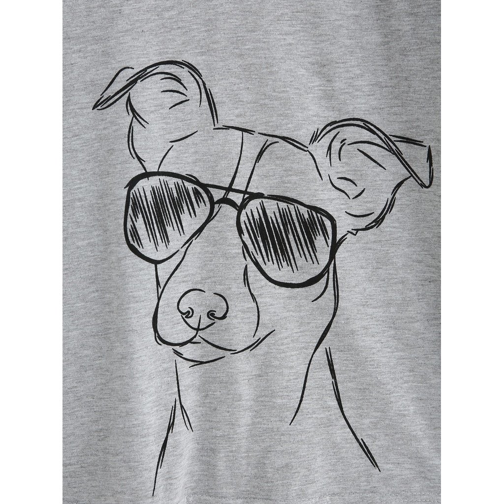 1024x1024 Dog Drawing Print Marled Tee Anabella - Dog With Sunglasses Drawing