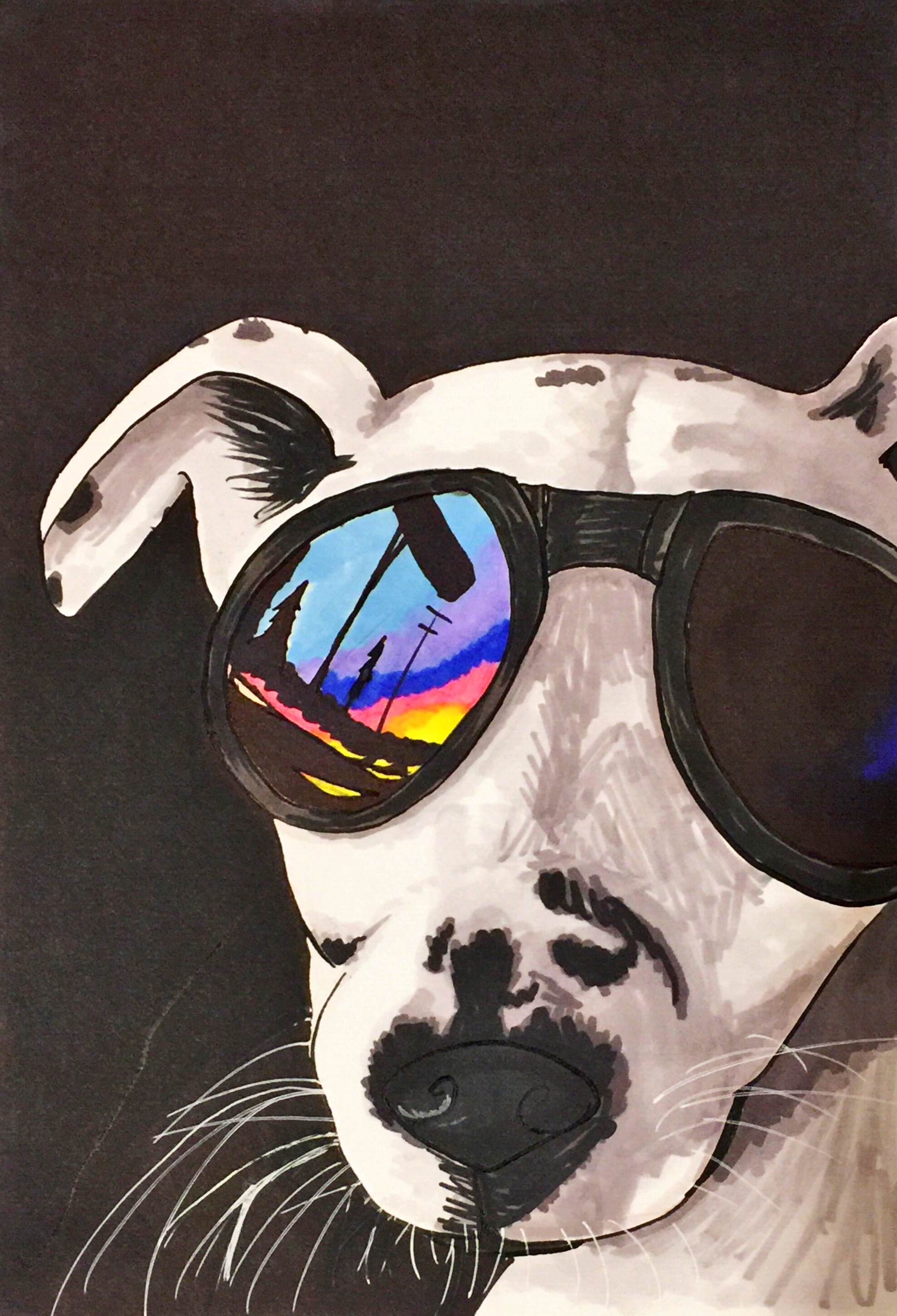1977x2897 drawing of a dog with sunglasses - Dog With Sunglasses Drawing